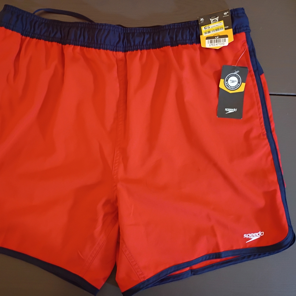 NWT Speedo Men's Red and Navy Swim Trunks XL